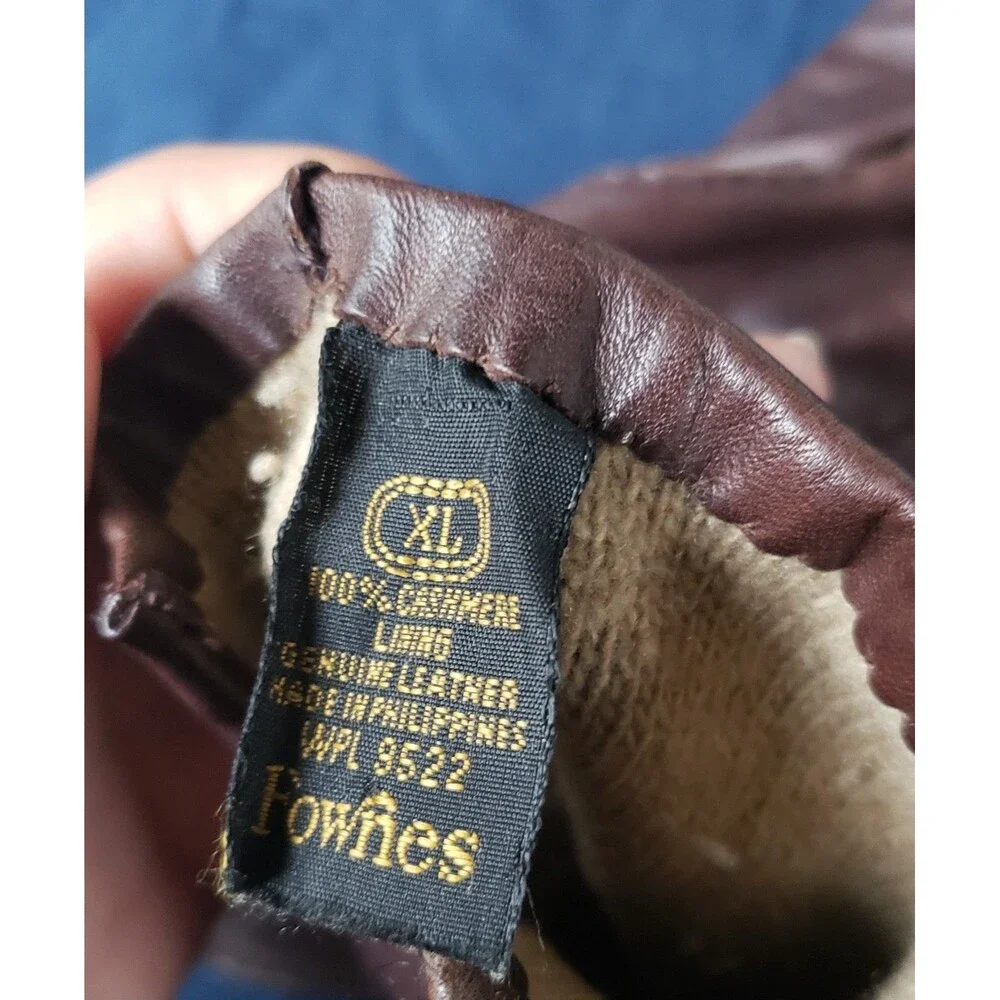 Vintage Fownes Brown Leather Lined Winter Gloves Womens Size XL Soft Chocolate
